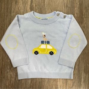 12M Jacadi Paris Blue Sweater Green Car w/ Dog
